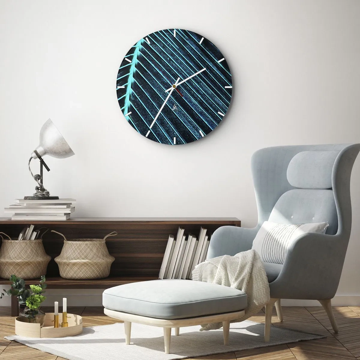 Relógio de parede - Relógio em vidro - Textura verde - 40x40 cm