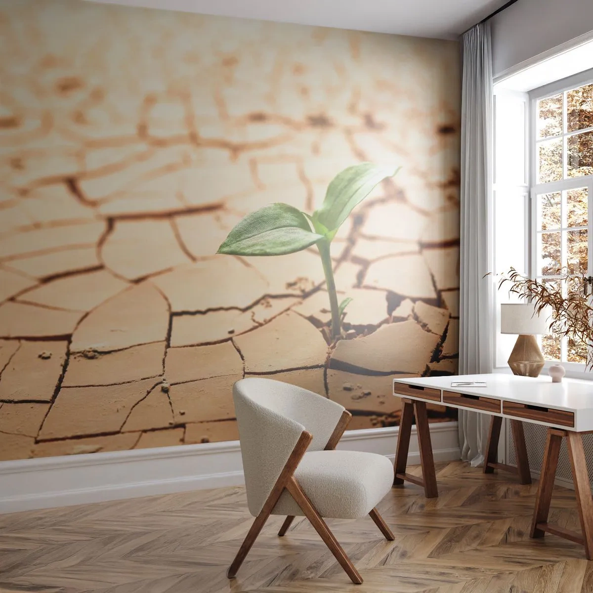 Papel de Parede Standard Eco - A força indomável da vida - Natureza, Plantar, Seca - 450x315 cm