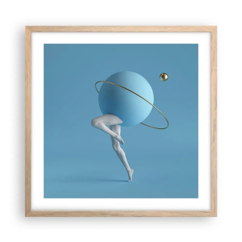 Pôster com moldura de carvalho claro - Planetas a enlouquecer - 50x50 cm