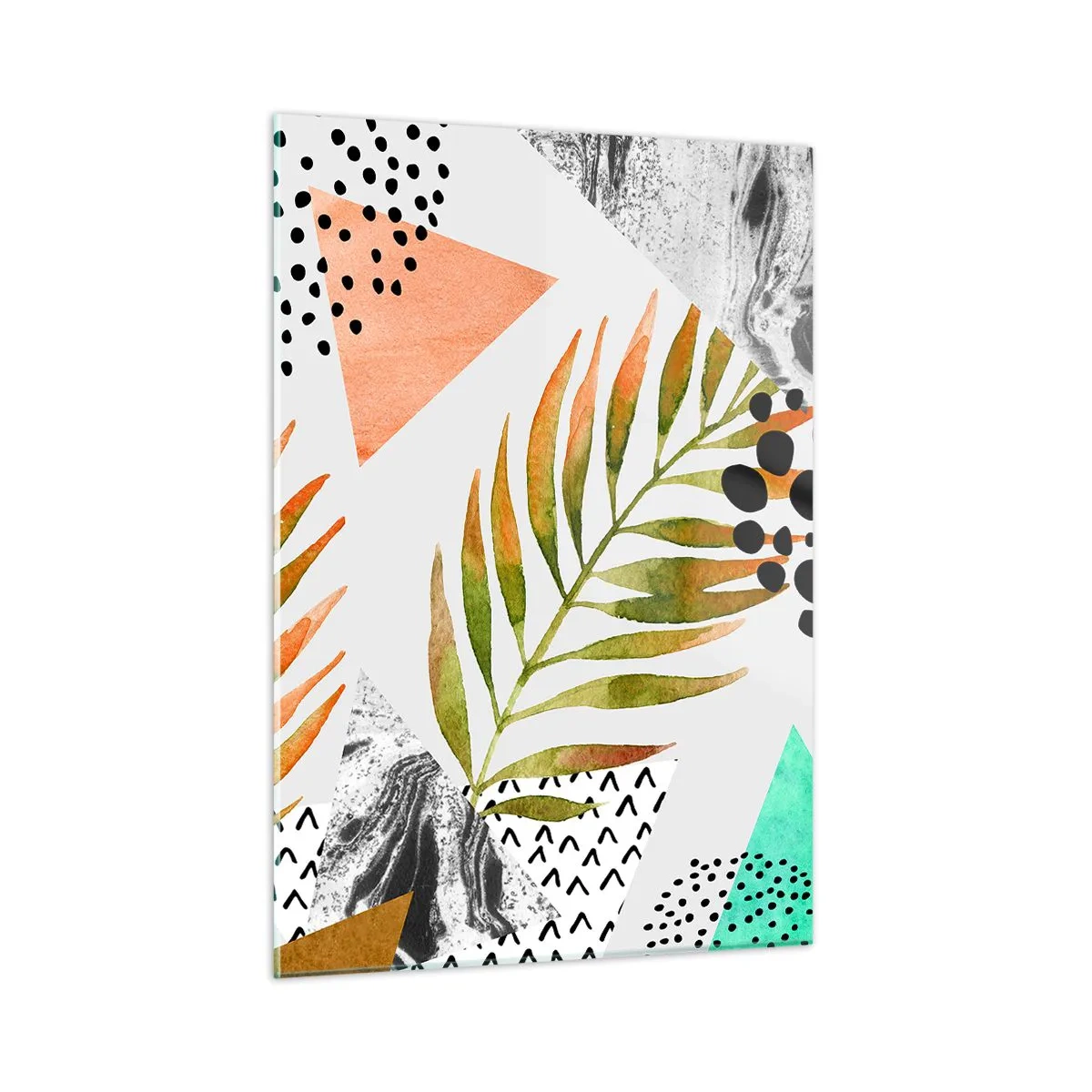 Quadro em vidro - Decoração em folha de palmeira - 50x70 cm