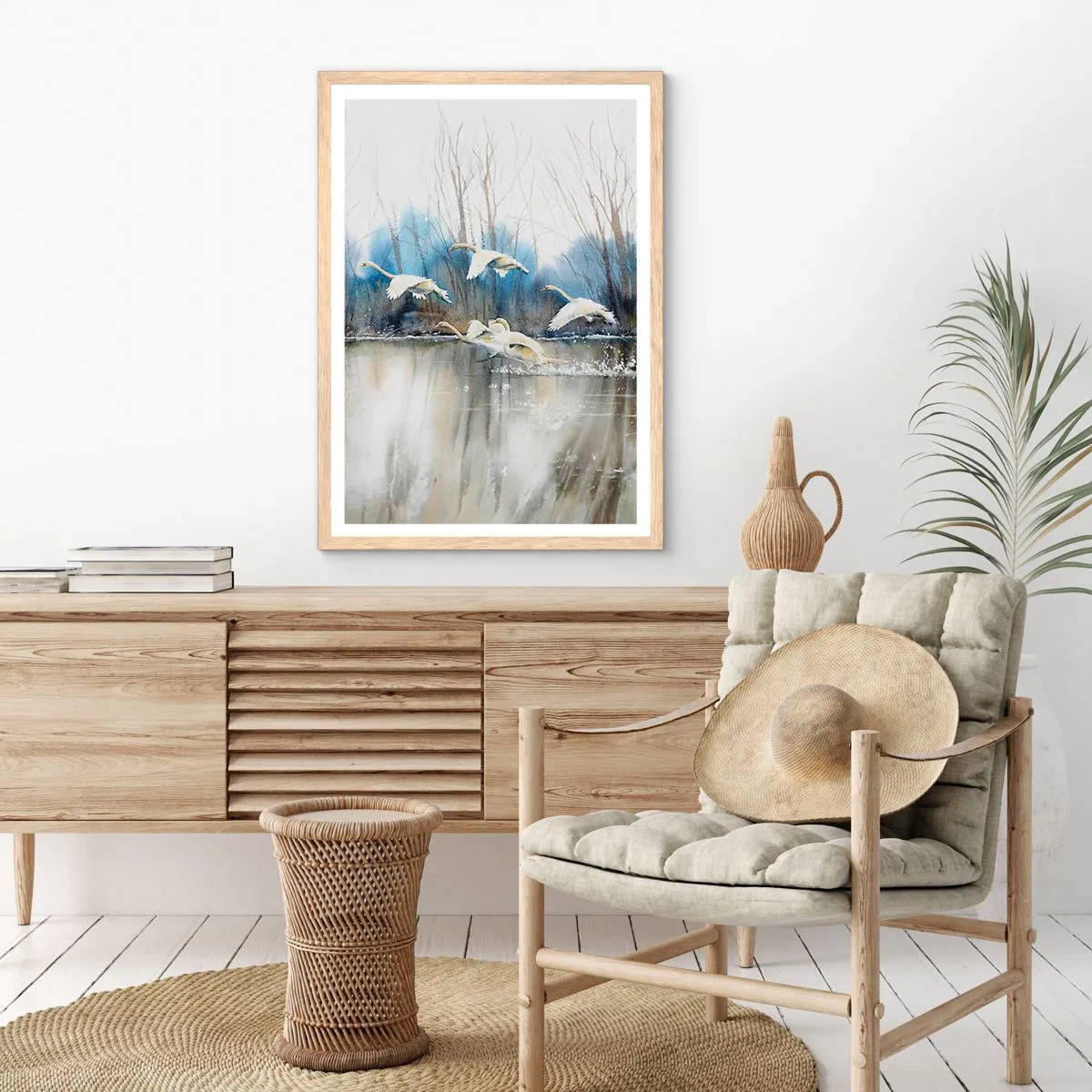 Pôster com moldura de carvalho claro - Como no conto de fadas sobre cisnes selvagens - 30x40 cm