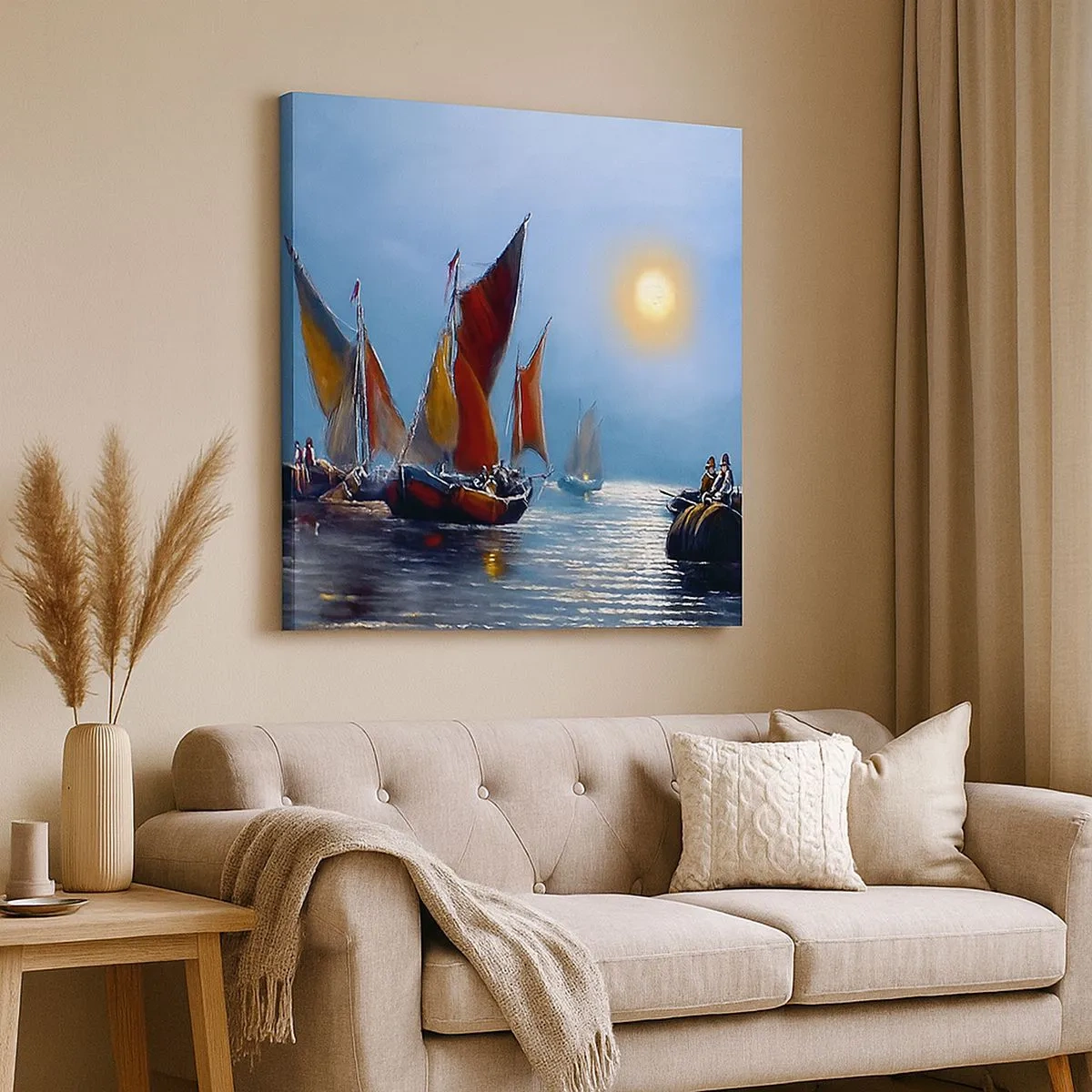 Quadro em tela - Pesca noturna - 30x30 cm