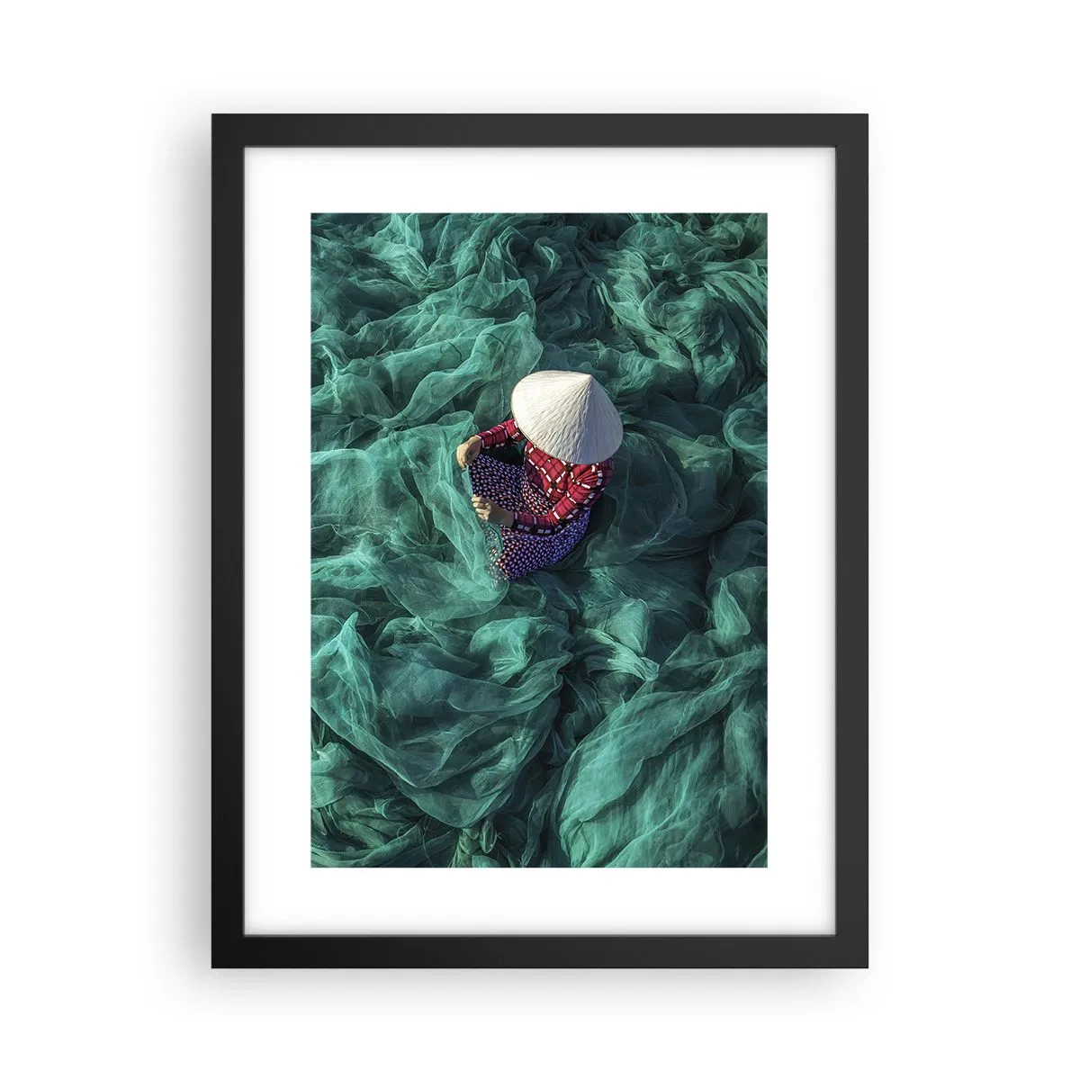 Pôster com moldura preta - Num mar de redes - 30x40 cm