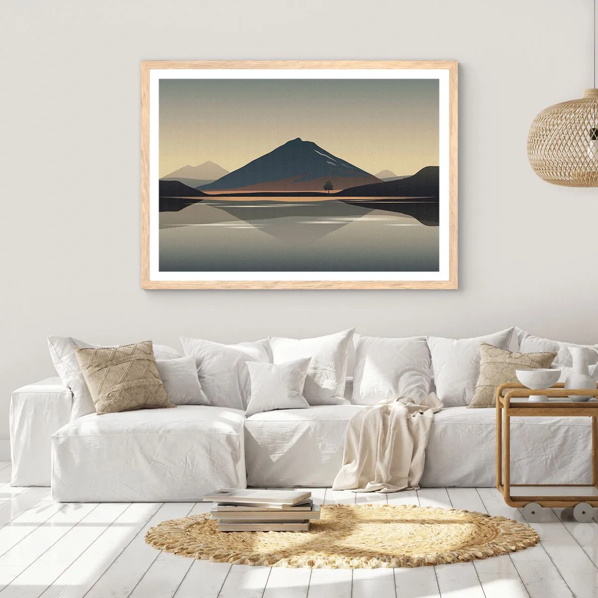 Pôster com moldura de carvalho claro - Reflexo de espelho - 100x70 cm