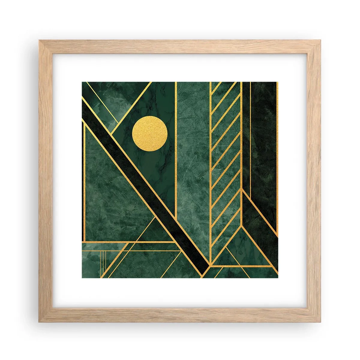 Pôster com moldura de carvalho claro - A dinâmica do ouro e do azul - 30x30 cm