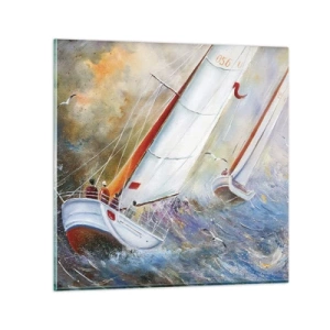 Quadro em vidro - Correr sobre as ondas - 70x70 cm
