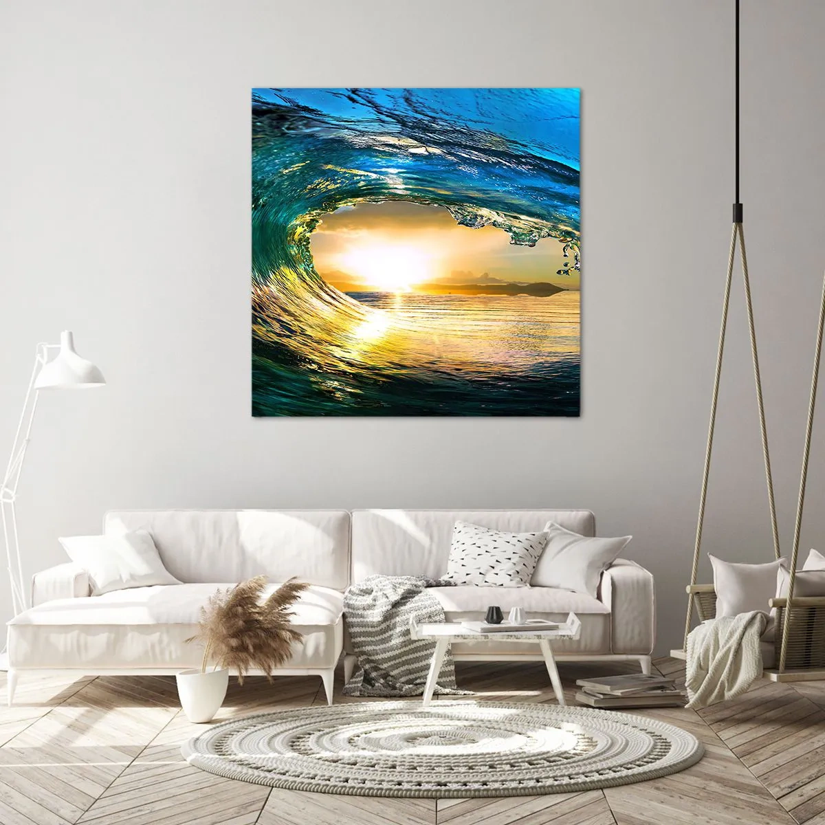 Quadro em tela - Em cristal esmeralda dourado - 50x50 cm