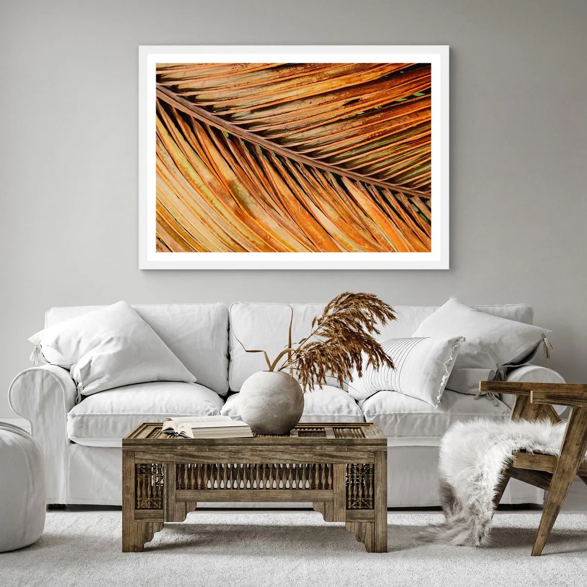 Pôster em moldura branca - Ouro de coco - 40x40 cm