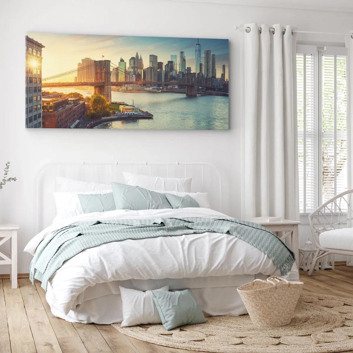 Quadro em tela - O amanhecer da cidade grande - 100x40 cm