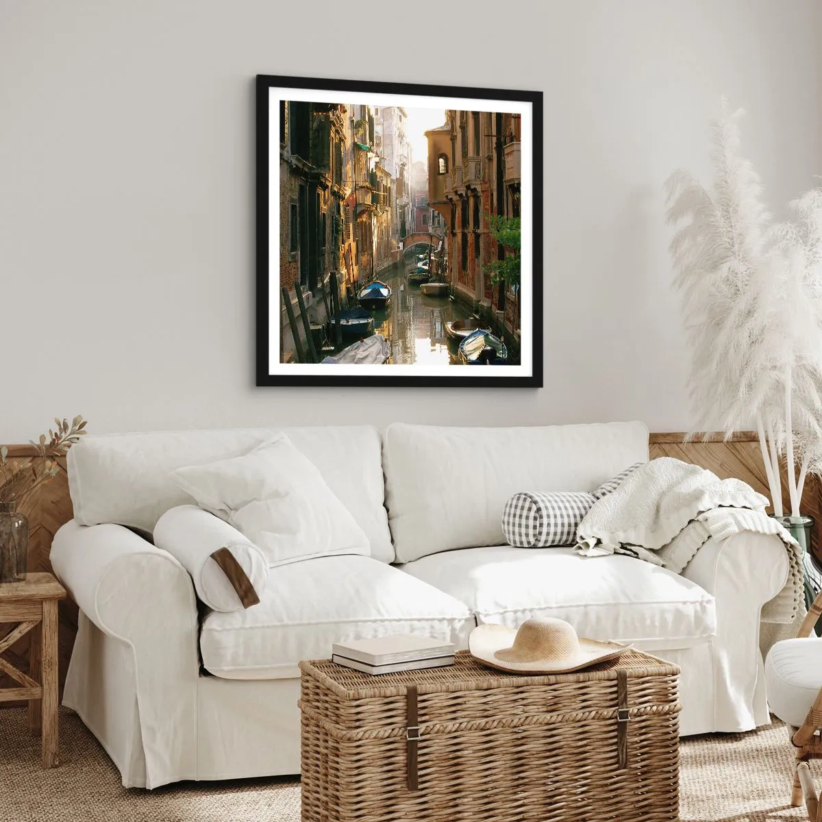 Pôster com moldura preta - Em um beco veneziano - 40x40 cm