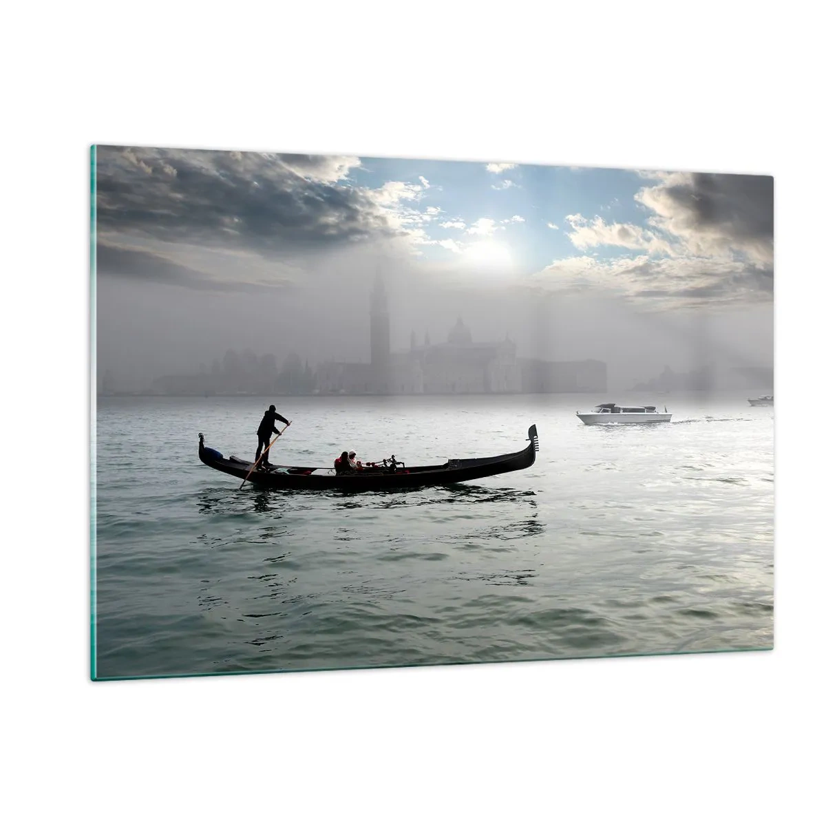 Quadro em vidro - Uma cidade fabulosa feita de água e nevoeiro - 120x80 cm