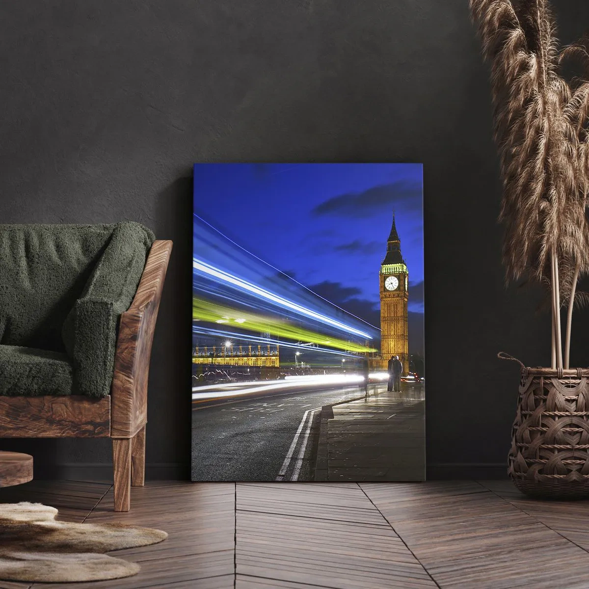 Quadro em tela - Sob o olhar atento do Big Ben - 55x100 cm