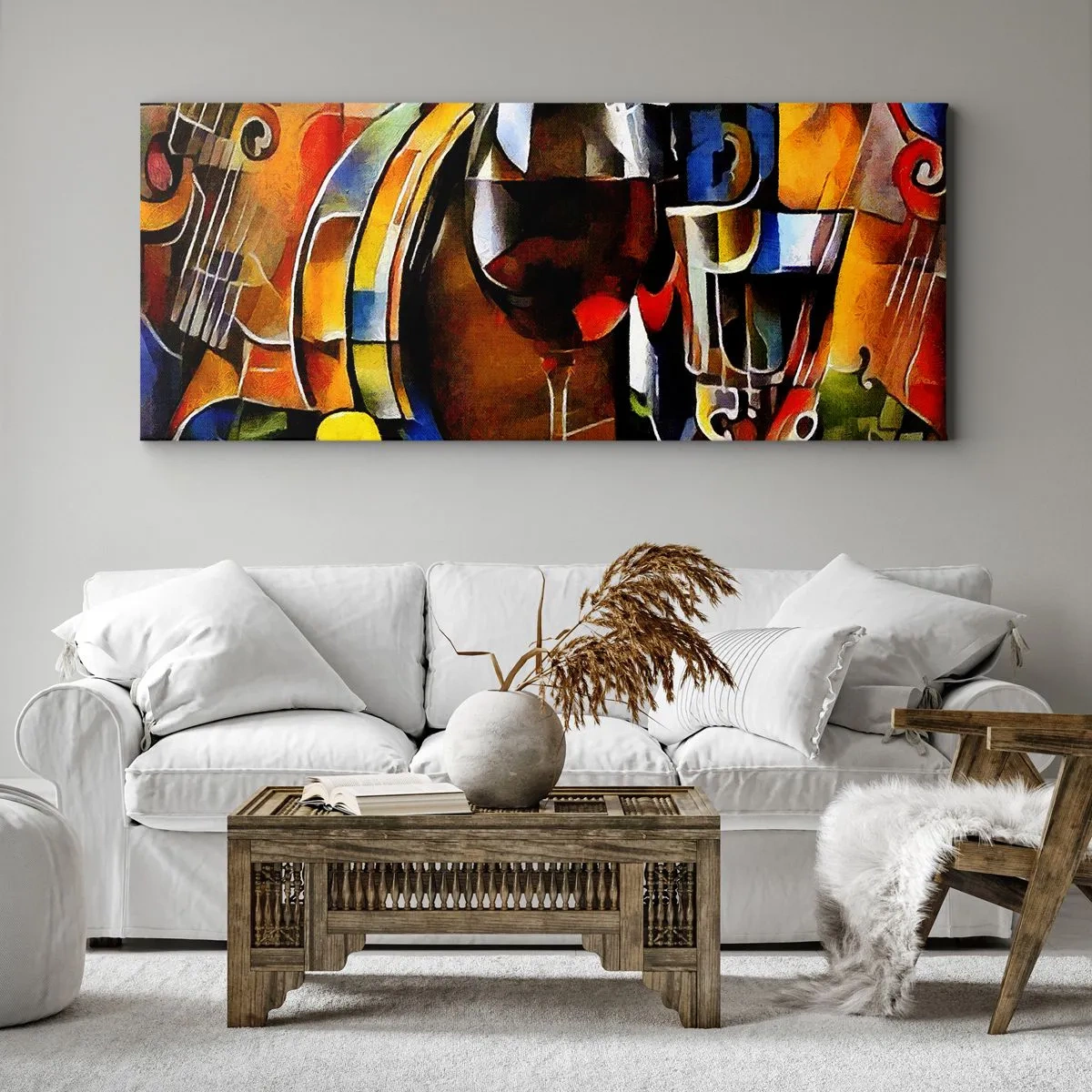 Quadro em tela - E o mundo ganha cor - 90x30 cm