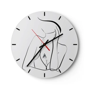 Relógio de parede - Relógio em vidro - Contorno minimalista de uma silhueta feminina - 30x30cm - Na onda dos sonhos - Decoração de parede moderna para a sala de estar, cozinha e quarto ARTTOR