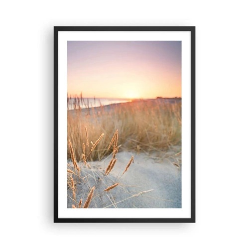 Pôster com moldura preta - As gramíneas nas dunas iluminadas pelo pôr do sol - 50x70cm - Uma canção de embalar do Báltico - Decoração de parede moderna para a sala de estar e quarto ARTTOR