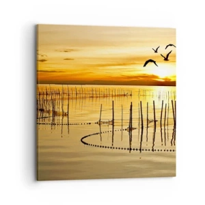 Quadro em tela - Na pescaria - 70x70 cm