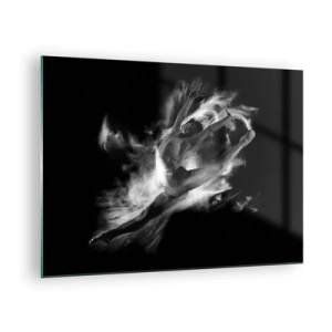 Quadro em vidro - Silhueta em preto e branco de uma dançarina em movimento dinâmico - 70x50cm - Parado no ar - Decoração de parede moderna para a sala de estar e quarto ARTTOR