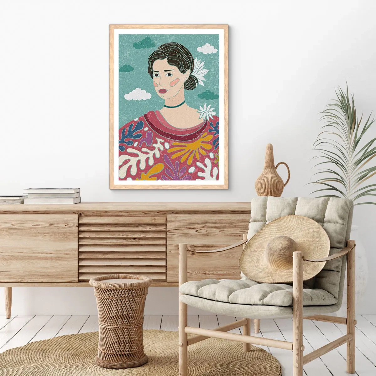 Pôster com moldura de carvalho claro - Com melancolia nos olhos - 40x50 cm