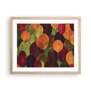 Pôster com moldura de carvalho claro - Mosaico de outono - 50x40 cm