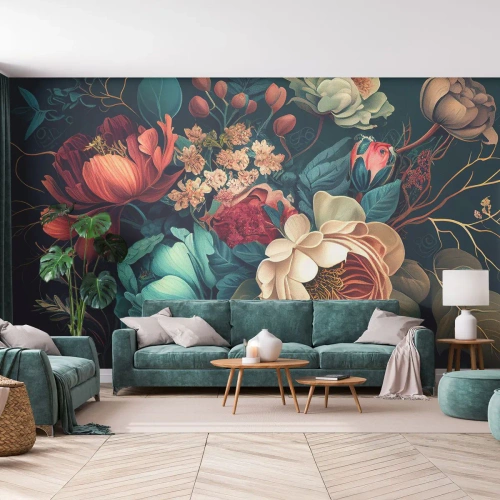 Papel de Parede Standard Eco - Charme do século 19 - Flores, Chique gasto, Clássico - 500x350 cm