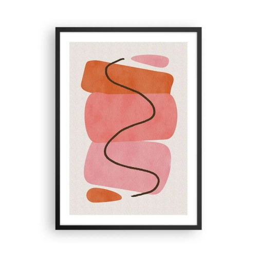Pôster com moldura preta - Composição abstrata de formas geométricas - 50x70cm - Movimento suave de formas - Decoração de parede moderna para a sala de estar e quarto ARTTOR