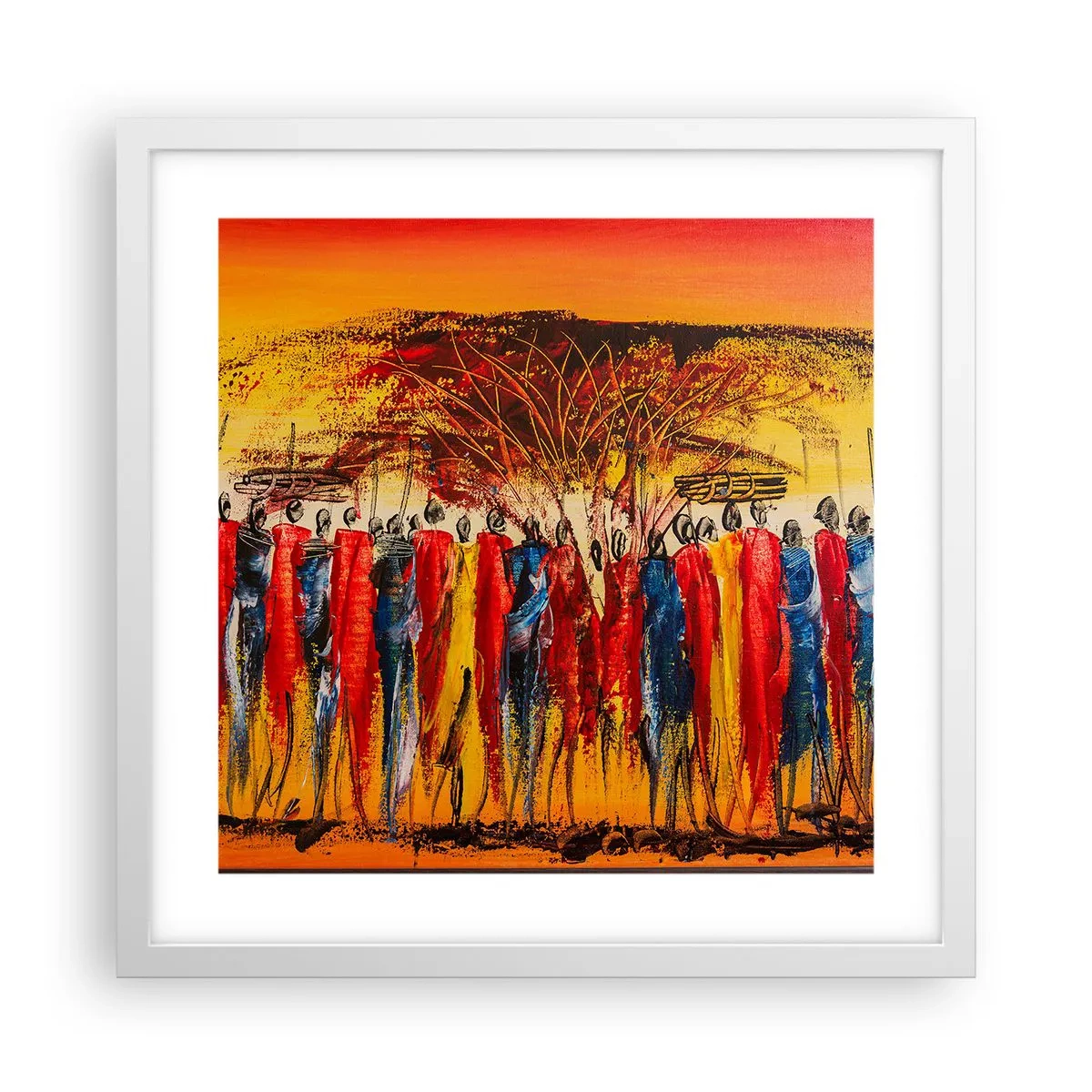 Pôster em moldura branca - Lá, lá, lá vão eles - 40x40 cm