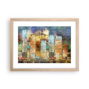 Pôster com moldura de carvalho claro - Uma metrópole ensolarada - 40x30 cm