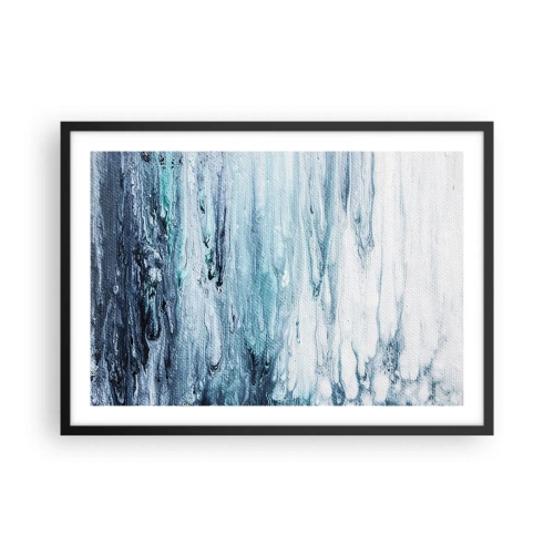 Pôster com moldura preta - Estalactites em azul - 70x50 cm