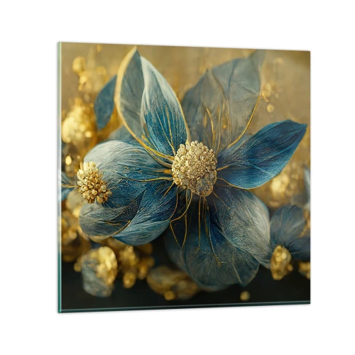 Quadro em vidro - Florescer com ouro - 60x60 cm
