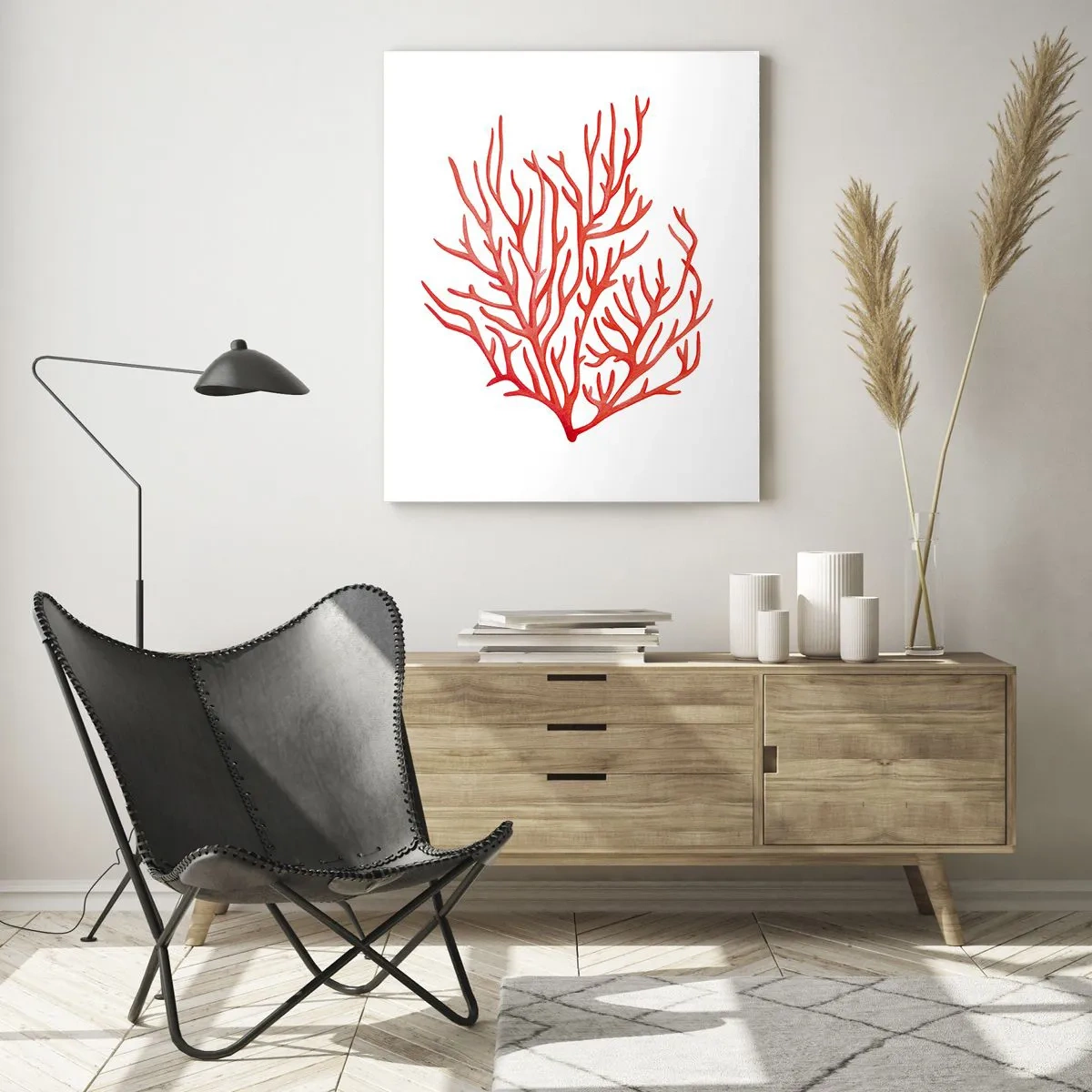 Quadro em vidro - Filigrana coral - 80x120 cm