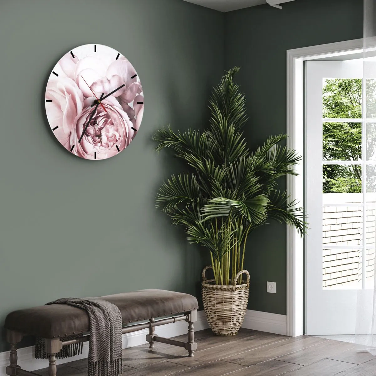 Relógio de parede - Relógio em vidro - Para românticos - 30x30 cm