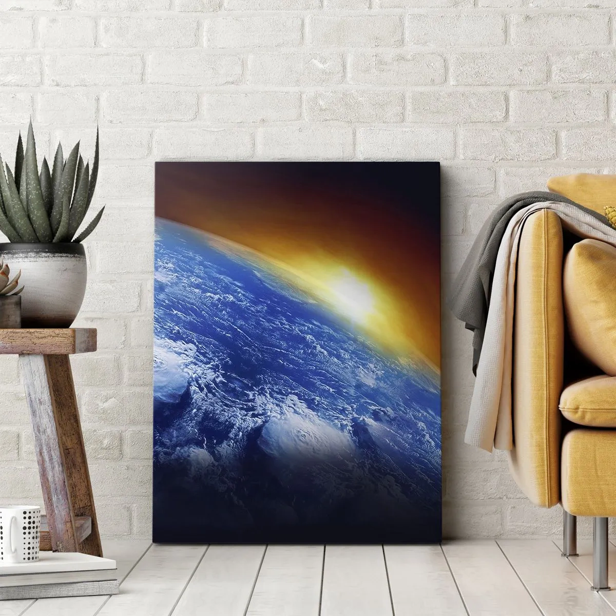 Quadro em tela - Nascer do sol sobre o planeta azul - 50x70 cm