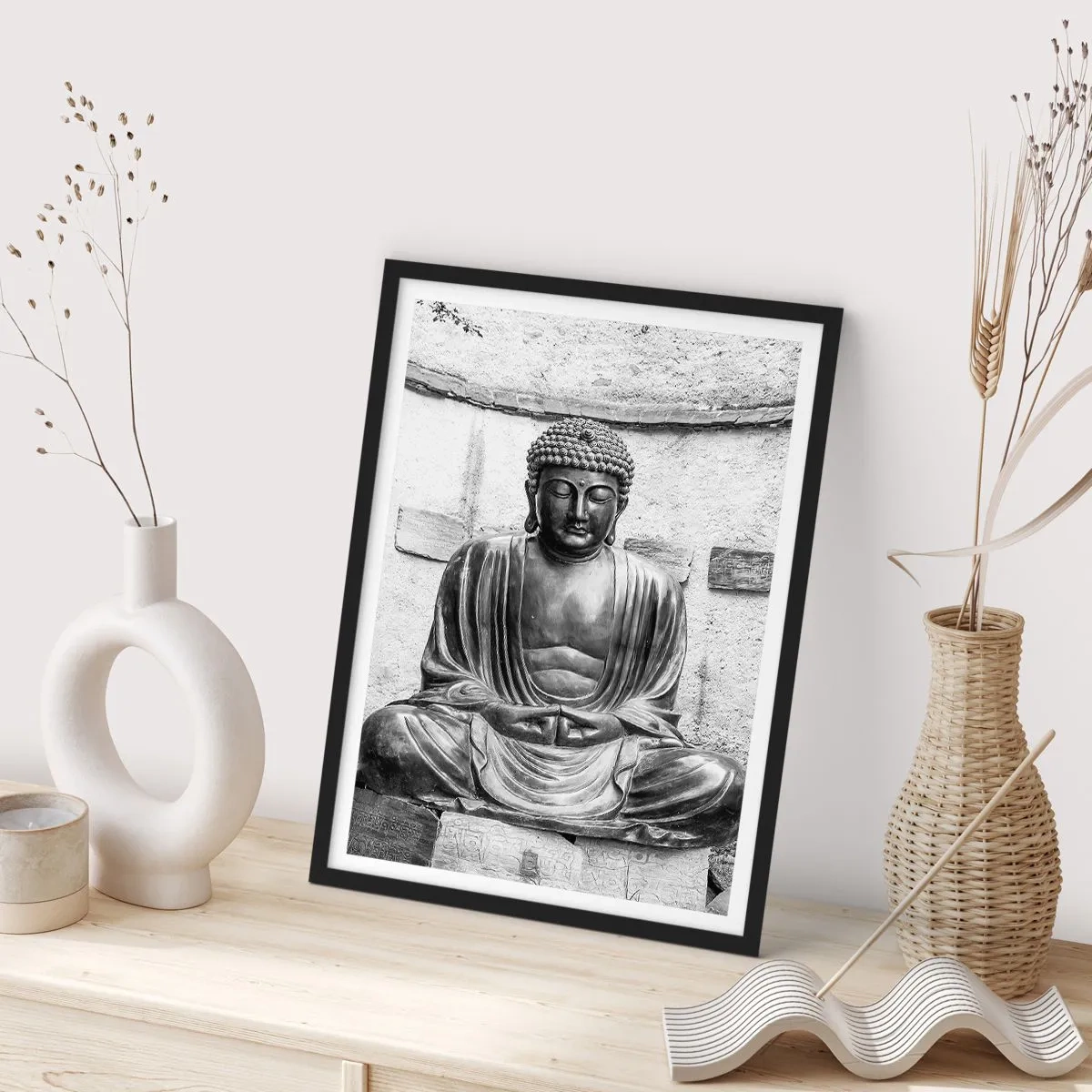 Pôster com moldura preta - Na fonte da paz - 70x100 cm