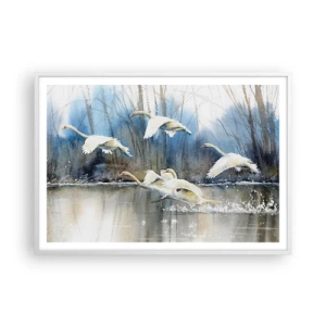 Pôster em moldura branca - Como no conto de fadas sobre cisnes selvagens - 100x70 cm