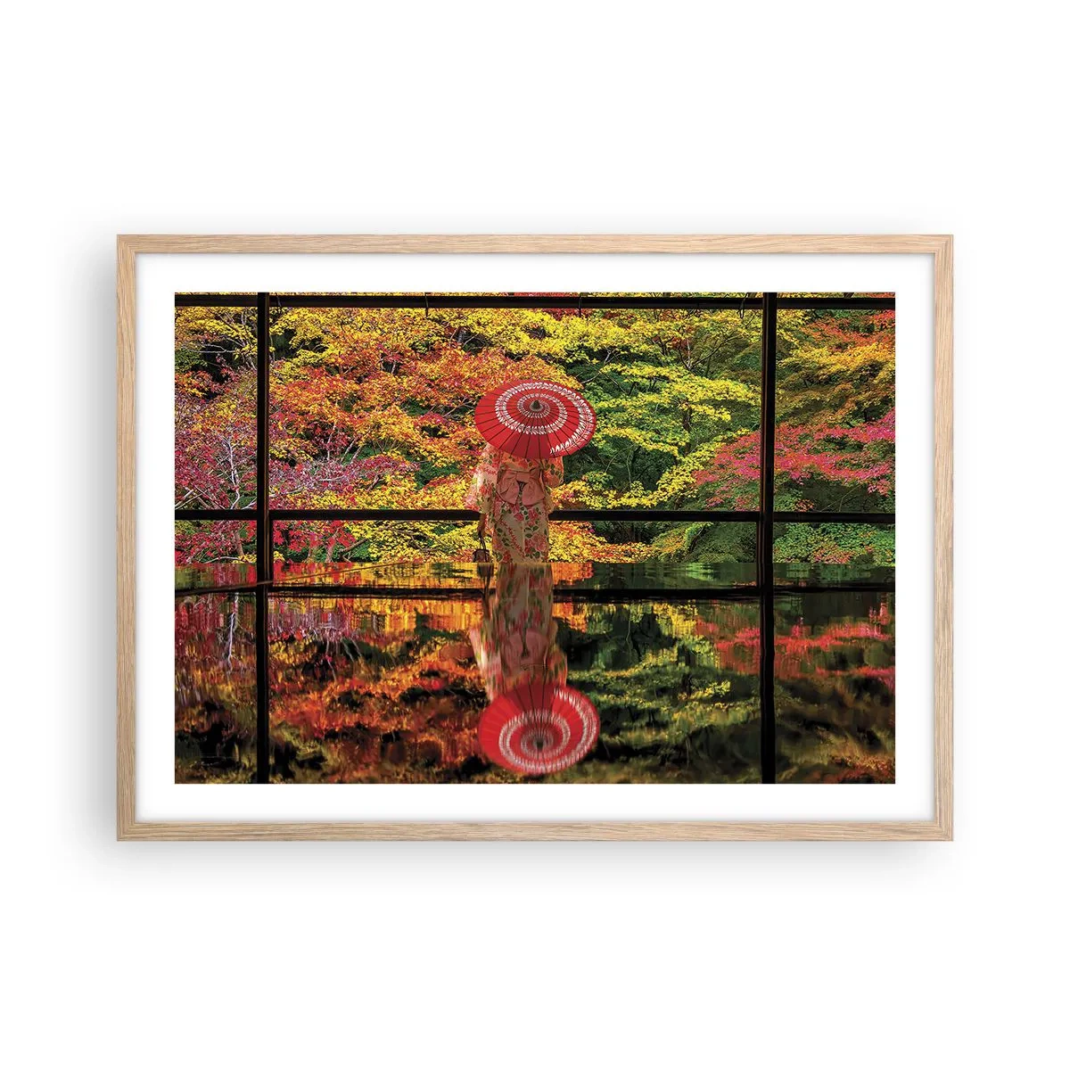 Pôster com moldura de carvalho claro - No templo da natureza - 70x50 cm