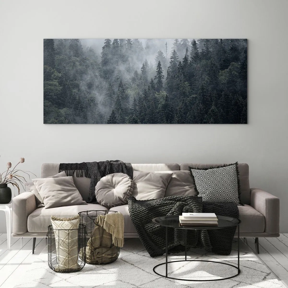 Quadro em vidro - O amanhecer da floresta - 160x50 cm