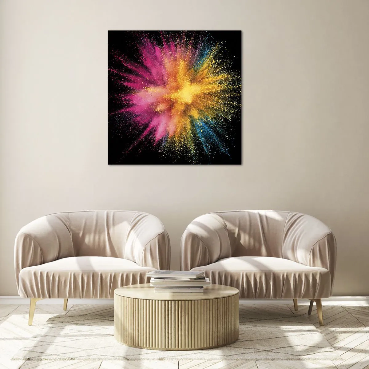 Quadro em vidro - O nascimento das cores  - 40x40 cm