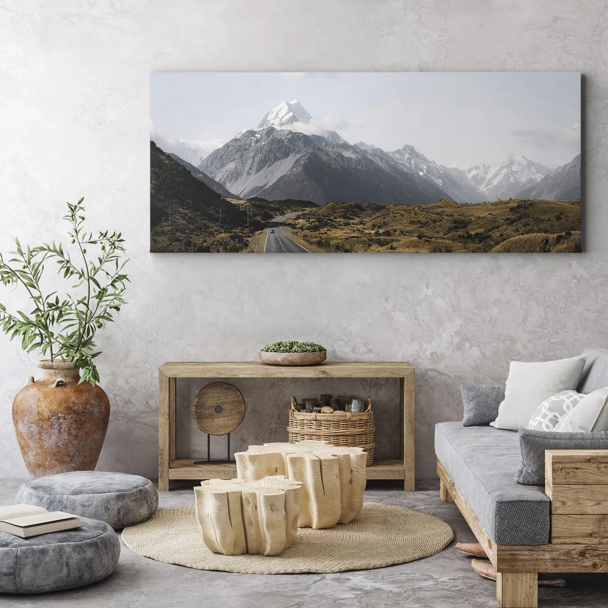 Quadro em tela - O caminho para o coração das montanhas - 100x40 cm