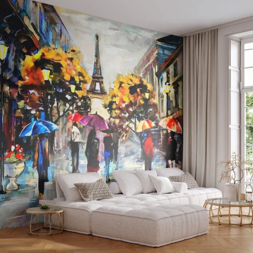 Papel de Parede Premium Canvas - Especialmente bonita no outono - Cidade, Paris, Torre Eiffel - 200x140 cm