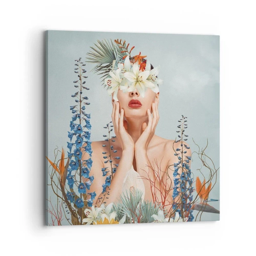 Quadro em tela - Mulher – flor - 70x70 cm