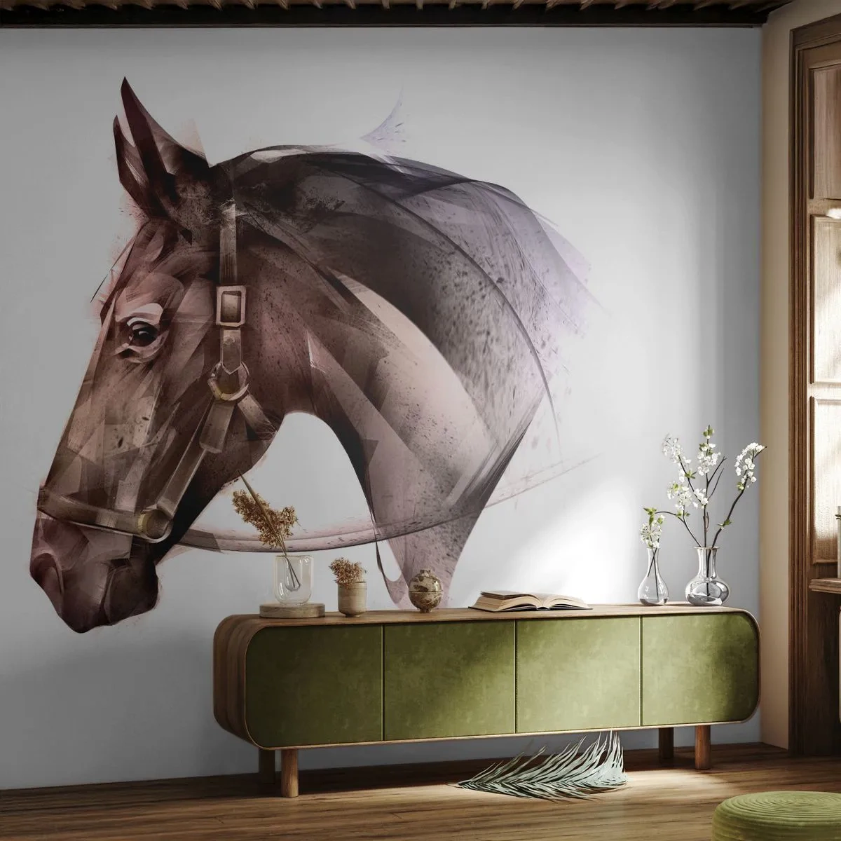 Papel de Parede Autocolante Deluxe Sticker - Que charme - Animais, Cabeça de cavalo, Cavalo - 250x175 cm