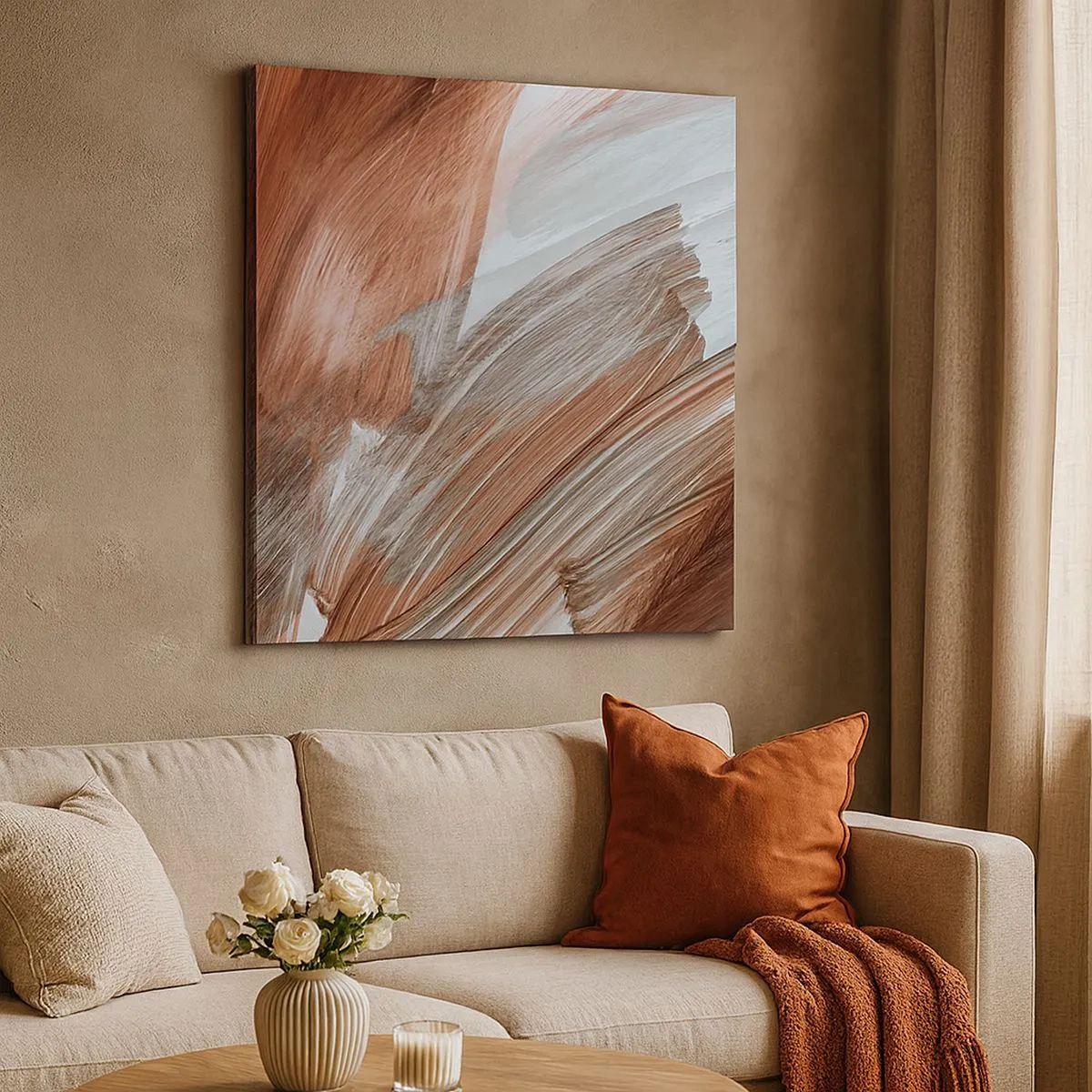 Quadro em tela - Abstração de outono e vento - 30x30 cm