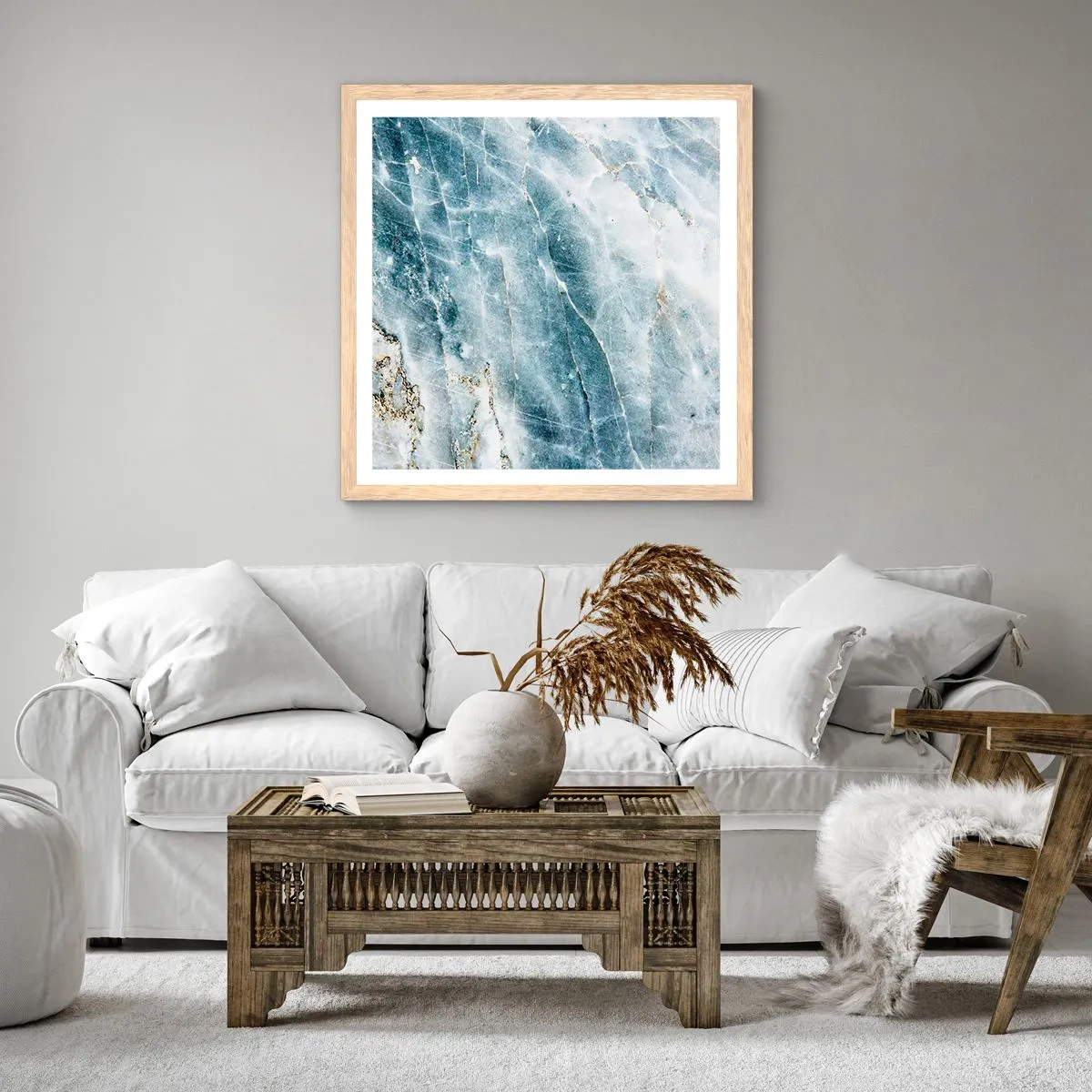 Pôster com moldura de carvalho claro - O mundo do Gelo - 30x30 cm
