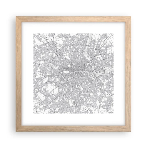 Pôster com moldura de carvalho claro - Mapa do labirinto de Londres - 30x30 cm