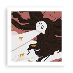 Pôster - Sonho com um cavalo dourado - 50x50 cm