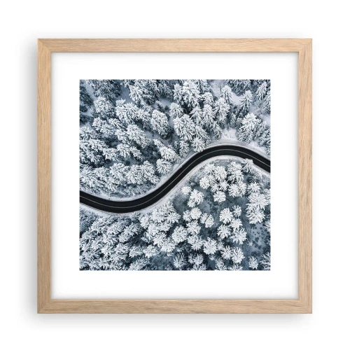 Pôster com moldura de carvalho claro - Pelaa floresta no inverno - 30x30 cm