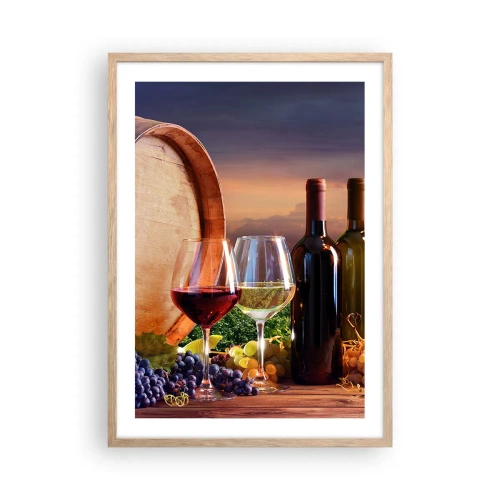 Pôster com moldura de carvalho claro - Aqui a vida tem um sabor - 50x70 cm