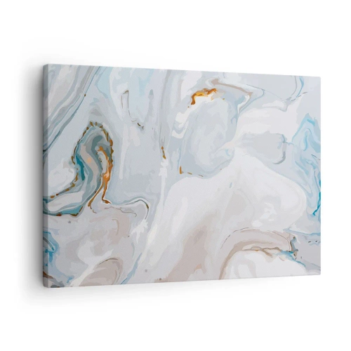 Quadro em tela - Ondas abstratas em tons de azul e branco - 70x50cm - Branco elevado - Decoração de parede moderna para a sala de estar e quarto ARTTOR