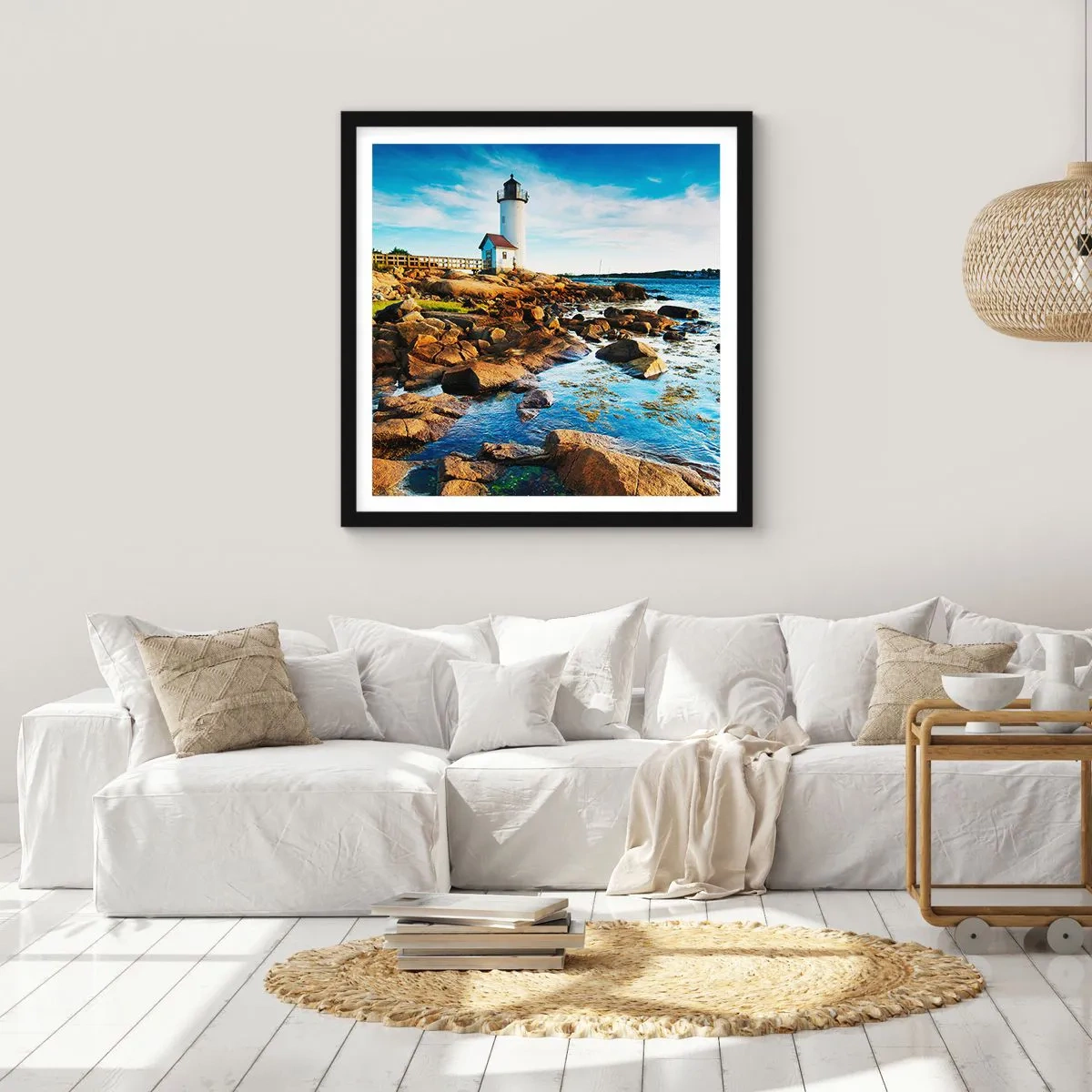 Pôster com moldura preta - Voltem bem, estou à espera - 60x60 cm