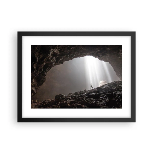 Pôster com moldura preta - Gruta luminosa - 40x30 cm